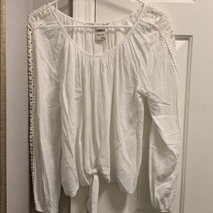 White blouse with lace detail